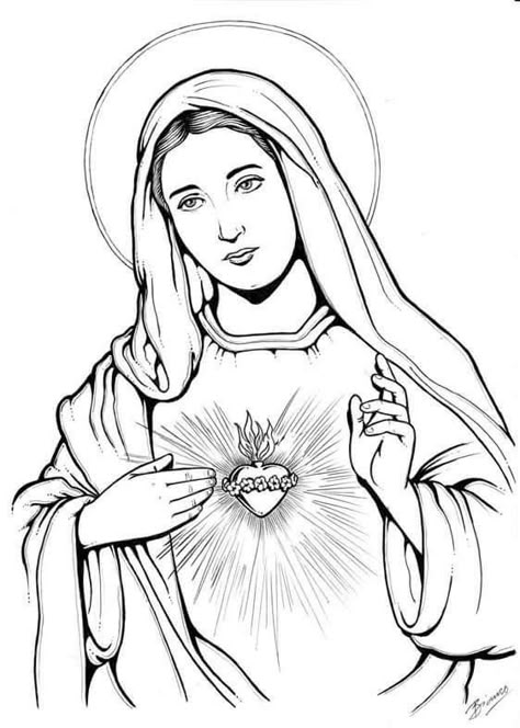 Sketch Black And White, Jesus Art Drawing, Half Sleeve Tattoos Forearm, Christian Drawings, Mary Tattoo, Mother Mary Images, Jesus Drawings, Adult Coloring Designs, Unique Drawings