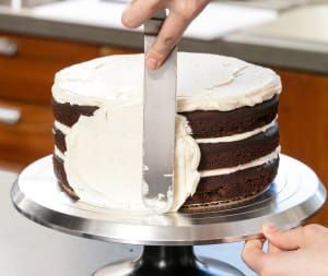 Here's the best way to divide up your frosting between layers. Crumb Coating A Cake, 2 Layer Cake, Crumb Coat, How To Make Wedding Cake, 2 Layer Cakes, Cake Lifter, Chocolate Crumbs, Basic Cake, Cooks Illustrated