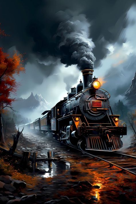 Train Artwork, Steam Trains Photography, Train Wallpaper, Old Steam Train, Railroad Art, Train Art, Train Photography, Old Trains, Cartoon Character Pictures