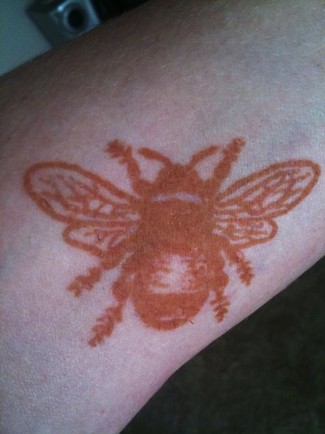 Henna Bee Tattoo, after... Bee Tattoo, Henna Tattoo, Leaf Tattoos, Henna Designs, Maple Leaf Tattoo, Henna, Tattoo Ideas, Bee, Tattoos