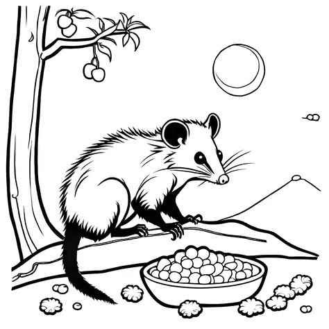 Opossum Coloring Page, Night Time Snacks, School Age, Night Time, Coloring Page, Coloring Pages, Preschool, Color, Colouring Pages