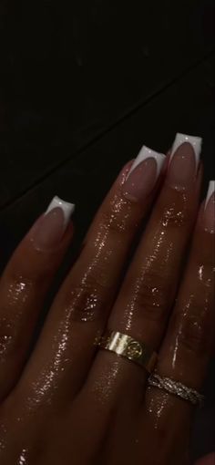 Short Narrow French Tip Nails, Nails Black Women French Tip, Acrylic Full Set Gel Polish, Deep French Nails Coffin, Short Milky White Nails Acrylic Design, Milky White Nails With French Tip, Milky White Nails French Tip, White Short French Tip Nails, Subtle Wedding Nails