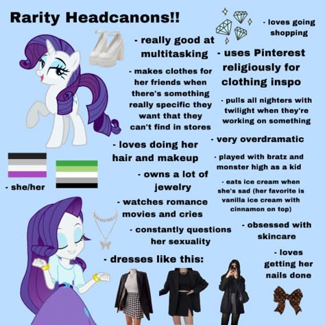 Fluttershy Redesign Human, Mlp As Humans Fanart, My Little Pony Headcanons, Rarity Redesign, Rarity Fanart, Mlp Headcanons, Human Mlp, Mlp Pfp, Character Headcanons