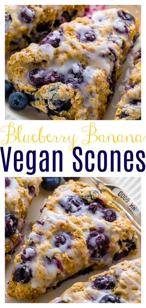 Vegan Blueberry Scones, Lactose Free Desserts, Banana Scones, Vegan Scones, Cooking Recipes For Dinner, Baker By Nature, Easy To Cook Meals, Vegan Blueberry, Blueberry Scones