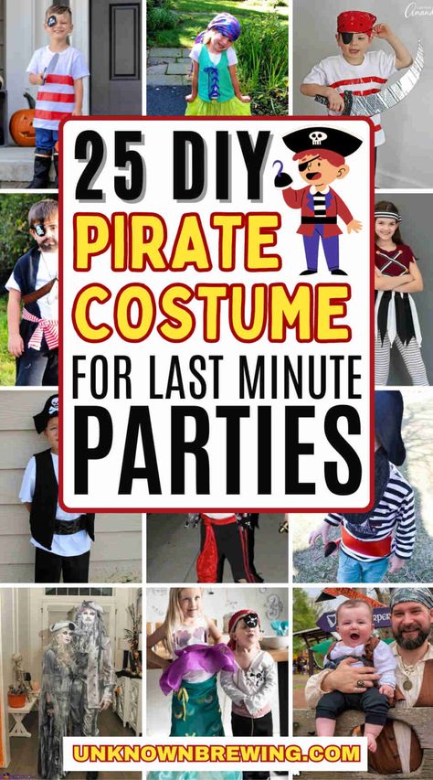 25 Fun DIY Pirate Costume Ideas for an Adventure-Ready Look Pirate Costume Ideas, Diy Pirate Costume, Diy Pirate Costume For Kids, Boys Pirate Costume, Homemade Pirate Costumes, Pirate Dress Up, Costume Ideas For Kids, Pirate Costume Kids, Pirate Girl Costume