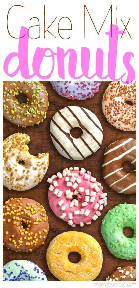 Easy Cake Mix Donuts {BAKED} Cake Mix Doughnuts, Mini Donut Maker Recipes, Cake Mix Donuts Recipe, Cake Donuts Baked, Donut Maker Recipes, Mini Donut Recipes, Cake Mix Donuts, Mini Donuts Maker, Doughnut Recipe Easy