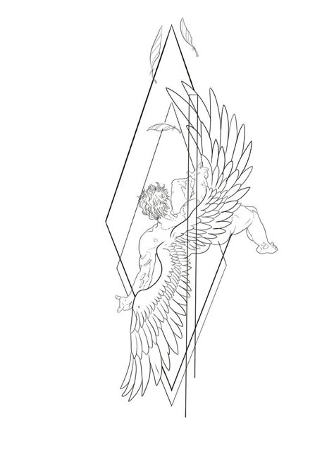 Greek Geometric Fineline Tattoo, Greek Art Tattoo Mythology, God Of Love Tattoo, Icarus Tattoo Simple, Icarus Tattoo Minimalist, Line Neck Tattoo, Greek Geometric Tattoo, Greek Art Tattoo, Greek Tattoos Mythology