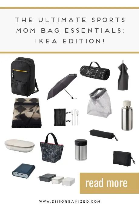 The Ultimate Sports Mom Bag Essentials: IKEA edition! - Di is Organized Football Mom Bag Essentials, Mom Bag Essentials, Sports Mom Bag, Mom Essentials, Mom Bag, Mom Bags, Bag Essentials, Rain Gear, Professional Organizer