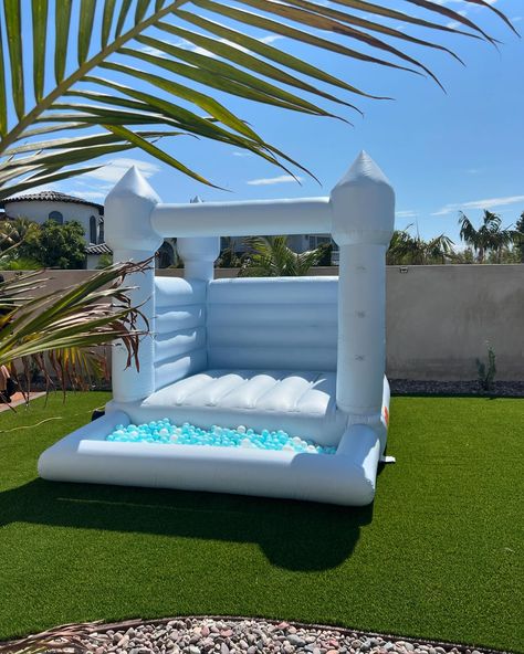 Add a blue bounce house with a ball pit to the backyard, and the kids will love it. Simple and fun, it keeps them entertained for hours. 💙 #BackyardPlay #BounceHouse #BallPit” Bounce House For Adults, Blue Bounce House, Backyard Play, Ball Pit, Bounce House, Kids Birthday Party, The Kids, Kids Birthday, Love It