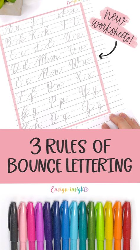 Bounce Lettering, Lettering For Beginners, Bullet Journal Hand Lettering, Lettering Handwriting, Hand Lettering For Beginners, Learn Hand Lettering, Unique Lettering, Hand Lettering Styles, Alphabet Style