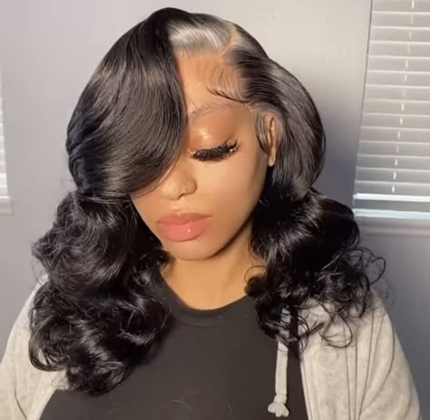 Side Part Frontal Wig With Curls Short, Short Curly Lace Front Wigs Side Part, Side Part Curls Short, Short Side Part With Curls, Side Part Bob Weave Curls, Curl Side Part, Curly Side Part Bob, Side Part Curly Bob, Soft Girl Hairstyles