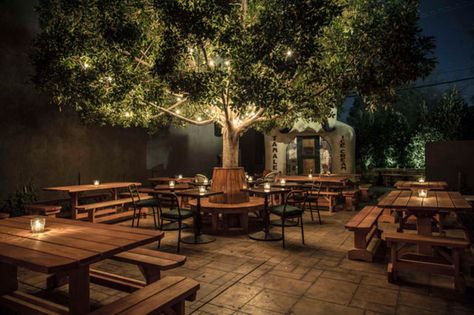 Best Outdoor Restaurants in LA: Good Places to Eat Outside Right Now - Thrillist Outdoor Restaurant Seating, Outdoor Seating Cafe, Beer Garden Design, Outdoor Restaurant Patio, Café Design, Outdoor Restaurant Design, Bar Exterior, Bar Outdoor, Cafe Seating