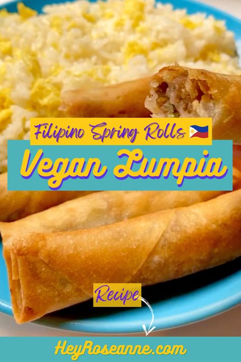 Vegan Filipino Lumpia Recipe Spring Rolls Pin Vegan Lumpia Recipe, Lumpia Recipe Filipino, Vegetable Lumpia, Filipino Fruit Salad, Vegan Sweetened Condensed Milk, Vegan Filipino, Coconut Salad, Filipino Lumpia, Lumpia Recipe