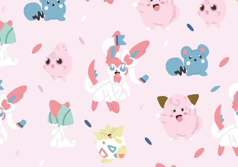 Pokemon Wallpaper Desktop, Fairy Type Pokemon, Pokemon Pattern, Types Of Fairies, Images Design, Pokemon Wallpaper, Type Pokemon, The Fairy, Kawaii Wallpaper