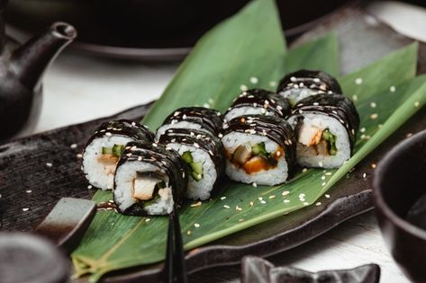 Restaurant Fish, Rice Sushi, Black Hd, Black Wrap, Food Restaurant, Free Photo, Free Photos, Rice, Restaurant