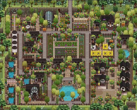 Stardew Perfection Farm, Stardew Valley Layout Aesthetic, Aesthetic Farm Stardew Valley, Witch Farm Stardew Valley, Sdv Standard Farm Design, Stardew Valley Silo Layout, Stardew Valley Farm Layout Riverside, Sdv Layout Standard Farm, Stardew Standard Farm Ideas