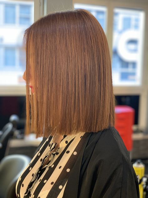 Square One Length Haircut, Long Bob Straight Hair, Long Straight Bob, Copper Bob, Straight Bob Cut, Box Bob, One Length Haircuts, One Length Hair, Sleek Short Hair