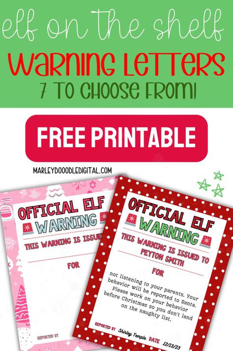 Help your Elf on the Shelf remind kids to stay on the nice list with these 7 free printable warning letters! These official elf notes are perfect for addressing naughty behavior, messy rooms, or bad manners. Fun and simple to use, these letters add an extra layer of excitement to your Elf on the Shelf tradition. Download your free printables today and keep the holiday magic alive! Bad Kid Elf On The Shelf Letter, Note From Elf About Bad Behavior, Elf On Shelf Behavior Notes, Elf On The Shelf Notes For Bad Kids, Elf Letters To Kids Bad Behavior, Elf On The Shelf Warning Letter Free, Elf Behavior Warning, Elf On The Shelf Notes For Bad Behavior, Elf Bad Behavior Letter