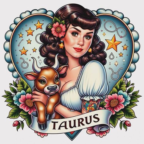 🐂♉️⭐️✨ Taurus : April 20 - May 20 Vibes: Reliability, love for luxury, patience, practicality, stubbornness, and a deep connection to nature. #TaurusTraits **Like & tag a friend that would be interested in a personalized photo, and enter to win 3 FREE AI photos! (one entry per tag) Shares and tags help my page a lot. Much love 💗** #TaurusVibes #HoroscopeArt #ZodiacLove #PinupStyle #AstrologyArt #TaurusSeason #CelestialBeauty #AstroArt #ZodiacSigns #VintageGlam #TattooArt #Stargazer #PinupB... Pinup Painting, Taurus Art, Taurus April, Cup Decals, Horoscope Art, Taurus Traits, Pinup Art, Astrology Art, Deep Connection