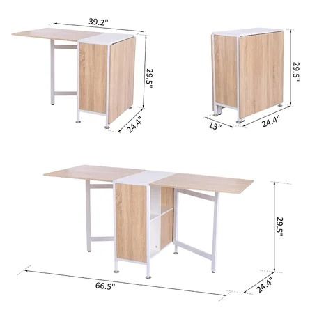 Ebern Designs Westley Storage Multi-Use Study Hideaway Shelves Saving Design Dining Table - Wayfair Canada Space Saving Furniture Bedroom, Portable Picnic Table, Classic Home Furniture, Space Saving Table, Foldable Furniture, Dining Table With Storage, Folding Dining Table, Storage Table, Folding Furniture