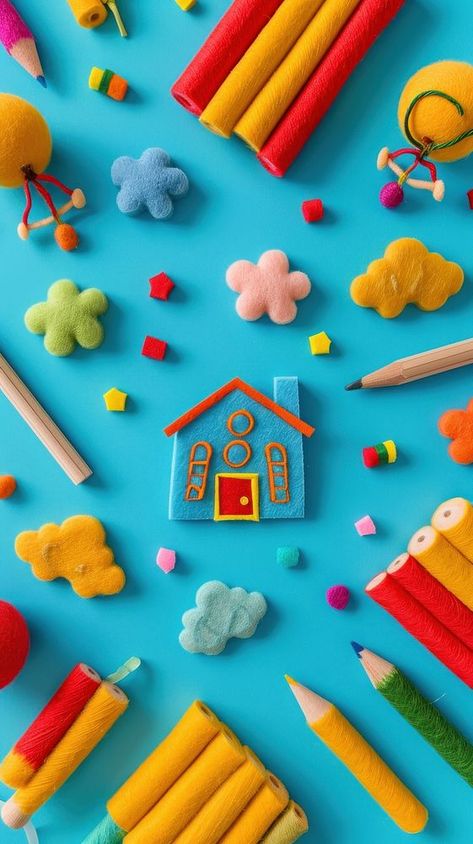 Wallpaper of felt school backgrounds pencil art. | premium image by rawpixel.com Bee Crafts For Kids, Animated Photos, Colourful Wallpaper, Colourful Wallpaper Iphone, Background Cute, Art Supply Stores, Vastu Shastra, Bee Crafts, Phone Wallpaper Design