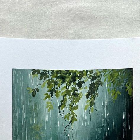 Anju | landscape/floral/seascape painter on Instagram: "Greens🌱💚 Available for purchase at my shop (link in bio). Shipping worldwide #greenpainting #gouachepainting #greenaesthetic #gouachelandscape #realisticpainting #aesthetic #naturepainting #natureart #artwork" Green Artwork, Sky Art Painting, Rain Painting, Gouache Illustrations, Modern Art Paintings Abstract, Green Paintings, Gouache Art, Art Painting Gallery, Small Canvas Art