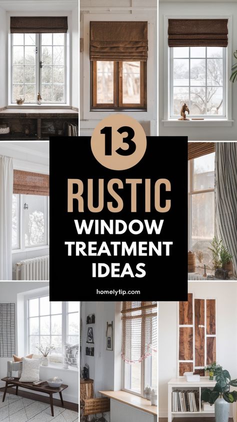 Add warmth and natural beauty to your home with these rustic window treatment ideas. From wooden shutters to burlap curtains, create a cozy and inviting atmosphere. Visit our site for more rustic window inspiration! Ranch Window Treatments, Wooden Window Curtains, Rustic Farmhouse Curtain Ideas, Rustic Valances For Windows, Log Cabin Window Blinds, Rustic Cabin Curtain Ideas, How To Decorate With Shutters Inside, Modern Cabin Window Treatments, Curtains For Cabin