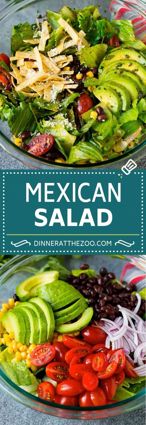 Mexican Salad Recipe #salad #corn #beans #avocado #tomatoes #dinneratthezoo Mexican Salad Dressings, Salad Caesar, Mexican Salad Recipes, Mexican Salad, Resep Pasta, Mexican Salads, Resep Salad, Dandelion Jelly, Recipe Salad