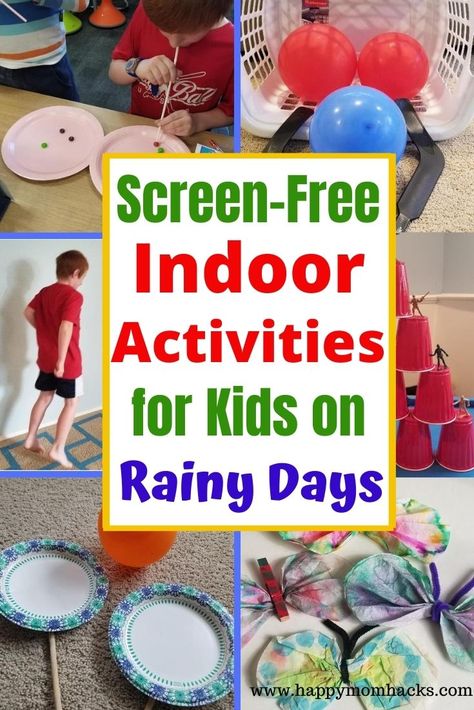 Fun Rainy Day Activities for Kids & Indoor Games | Happy Mom Hacks Rain Day Activities, Easy Indoor Activities, Fun Rainy Day Activities, Rainy Day Activities For Kids, Break Ideas, Learning Development, Fun Indoor Activities, Free Activities For Kids, Rainy Day Fun