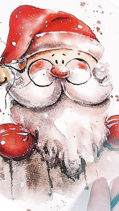 Santa Watercolor, Watercolor Santa Claus, Santa Claus Drawing, Christmas Card Wishes, Xmas Drawing, Watercolor Santa, Santa Claus Images, Santa Art, Winter Watercolor