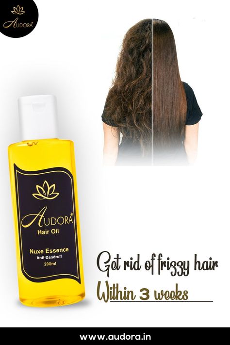 Revive your damaged, frizzy and out of control hair in just 3 weeks with Audora’s Nuxe Essence Hair Oil that restores natural shine and softness to your hair for a healthy and revitalised look. This blend of 96 nutrients will leave your hair silky smooth whilst protecting it from UV rays' damage. For gorgeous tress use Nuxe Essence hair oil. #audora #hairoilsforgrowth #hairoil #hairtreatment #haircareproducts #dandruffsolution Dandruff Solutions, Hair Silky, Hair Control, Anti Dandruff, Out Of Control, Frizzy Hair, Silky Hair, Dandruff, Hair Oil