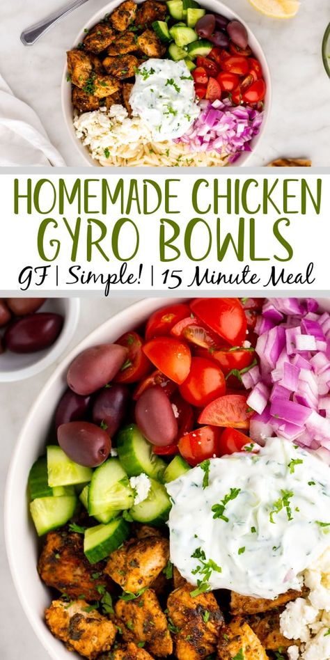 Low Calorie Greek Chicken Bowls, Chicken Gyro Bowl Tzatziki Sauce, Chicken Gyro Meal Prep, Greek Ground Chicken Bowls, Greek Bowl Chicken, Mediterranean Chicken Bowls Healthy, Healthy Greek Bowl Recipes, Greek Chicken Taziki Bowl, Chicken Euros