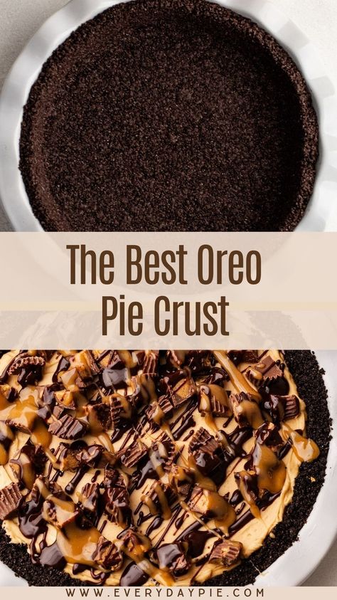 Oreo Graham Cracker Crust, Pies With Cookie Crust, Chocolate Cookie Pie Crust Recipe, Oreo Crumb Crust, Oreo Cookie Crust Desserts, Oreo Crust Pie Recipes, Chocolate Cookie Crust Recipe, Oreo Cookie Pie Crust Recipe, Oreo Crust Desserts