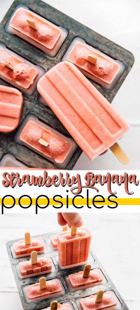 Strawberry Banana Popsicles, Home Made Popsicles Healthy, Healthy Frozen Treats, Homemade Fruit Popsicles, Banana Popsicles, Strawberry Popsicles, Smoothie Popsicles, Blueberry Smoothie Recipe, Healthy Popsicles