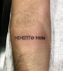 Men’s Tattoos With Meaning, Where Is My Mind Tattoo, 369 Tattoo, Mento Mori, Word Tattoos For Men, Tattoo Words Design, Memento Mori Tattoo Ideas, Mori Tattoo, Tattoo With Meaning