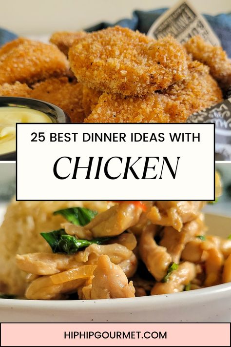 chicken nuggets at the top, thai basil chicken at the bottom Chicken Dinner Party Recipes Main Dishes, Wedding Chicken Dinner, Elegant Chicken Recipes Dinner Parties, Chicken Wedding Dinner, Wedding Chicken Entrees, Wholesome Chicken Dinner, Chicken Wedding, Best Chicken Dinner, Chicken Dinner Ideas