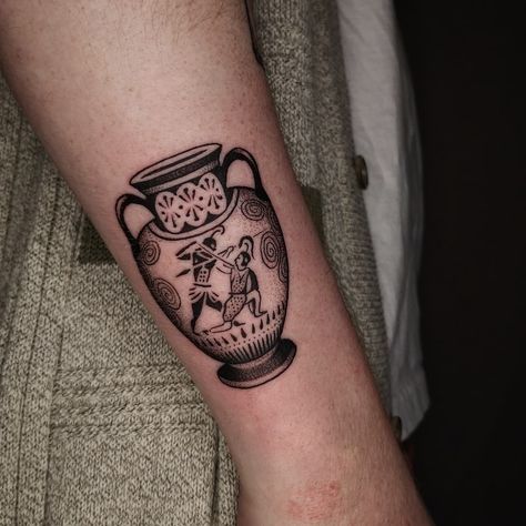 Greek Urn Tattoo, Ancient Vase Tattoo, Ancient Greek Vase Tattoo, Greek Amphora Tattoo, Grecian Vase Tattoo, Greek Pot Tattoo, Greek Pottery Tattoo, Roman Vase Tattoo, Grecian Tattoo