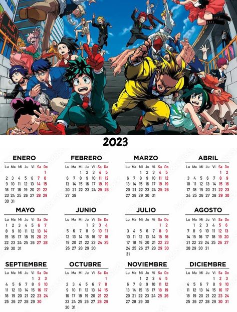 Calendario 2023 con temática de Boku no hero academia Anime Truck, Anime Printables, Demon King Anime, Bullet Journal Lettering Ideas, Big Hero 6, Big Hero, Boku No Hero, Anime Naruto, Anime Chibi