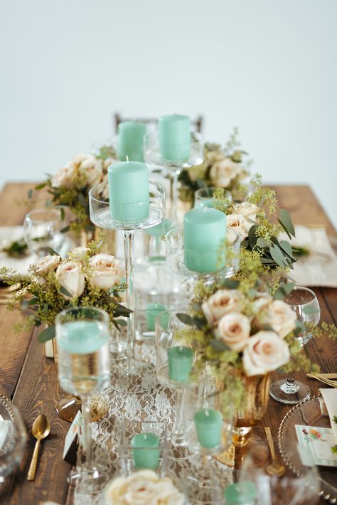 Mint Wedding Theme, Mint Green Wedding Theme, Mint Wedding Decor, Coral And Mint Wedding, Mint Gold Weddings, Mint And Gold Wedding, Grey Wedding Decor, Minted Wedding, Green Wedding Decorations