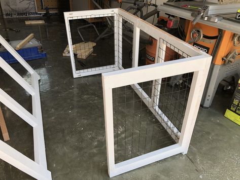 This DIY Dog Crate Console is the perfect combination of form and function. This will accommodate two large dog, it has plenty of storage! Multiple Dog Crate Ideas Indoor, Diy Dog Crate Cabinet, Diy Double Dog Crate, Dog Cage Furniture Diy, Dog Kennel Ideas Indoor, Kennel Diy, Crate Shelves Diy, Pet Crates, Kennel Furniture