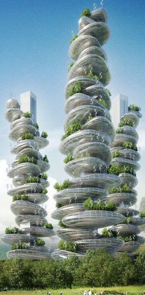 Futuristic Architecture, Asian Cairns Project, sustainable farmscrapers for rural urbanity, Shenzhen, China, design concept by Vincent Callebaut Architectures Vincent Callebaut, Unusual Buildings, Plants Growing, Layout Architecture, Interesting Buildings, Shenzhen China, Green Architecture, Baroque Architecture, Amazing Buildings