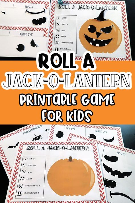 Roll A Witch Dice Game, Roll A Jack O Lantern Printable, Roll A Pumpkin Dice Game, Halloween Dice Game, Jack O Lantern Printable, Easy Halloween Activities, Silly Pumpkin Faces, Lantern Printable, Silly Pumpkin