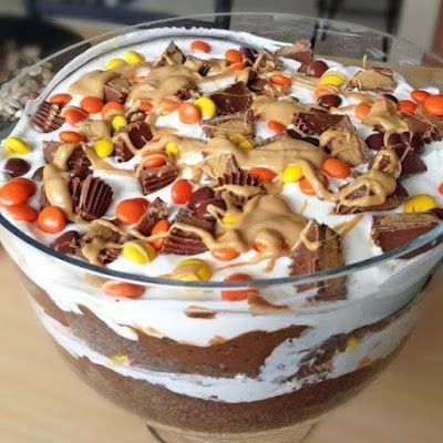 Bake the cake as per the directions on the box. Let cool completely. Triffle Recipe, Trifle Cake, Trifle Dish, Chocolate Trifle, Trifle Desserts, Trifle Recipe, Chocolate Cake Mixes, Peanut Butter Chocolate, Peanut Butter Recipes