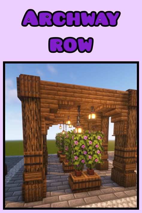 An Archway Row to add to your Minecraft World Archway In Minecraft, Minecraft House Door Ideas, Minecraft Castle Archway, Archways Minecraft Ideas, Cute Minecraft Archway, Minecraft Door Way Ideas, Archway Designs Minecraft, Arches In Minecraft, Arch Minecraft Ideas