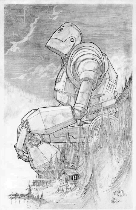 Iron Giant illustration by Patrick Gleason.: Iron Giant, The Iron Giant, Arte Robot, Bd Comics, 캐릭터 드로잉, A Robot, 판타지 아트, Art And Illustration, Comic Book Artists