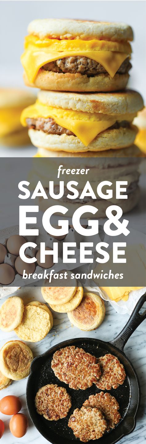 Freezer Sausage, Egg, and Cheese Breakfast Sandwiches - Damn Delicious Home Made Breakfast Sandwich, Sausage Egg Mcmuffin Recipe Freezer Breakfast Sandwiches, Sausage Breakfast Sandwich Recipes, Premade Breakfast Sandwiches, Homemade Breakfast Sandwich, Eggs Cheese Breakfast, Breakfast Sandwich Recipes, Sausage Sandwiches, Freezer Breakfast Sandwiches