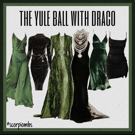 Yule Ball Dress Ideas Slytherin, Slytherin Aesthetic Clothes, Yule Ball Slytherin, Slytherin Party Outfit, Yule Ball Dress Aesthetic, Slytherin Outfits Aesthetic, Ball Dress Aesthetic, Slytherin Aesthetic Outfit, Slytherin Dresses