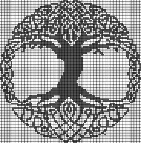 Tree Of Life Cross Stitch, Celtic Cross Stitch, Cross Stitch Tree, Pola Kristik, Cross Stitch Heart, Loom Bands, Crochet Borders, Tapestry Crochet, Loom Patterns