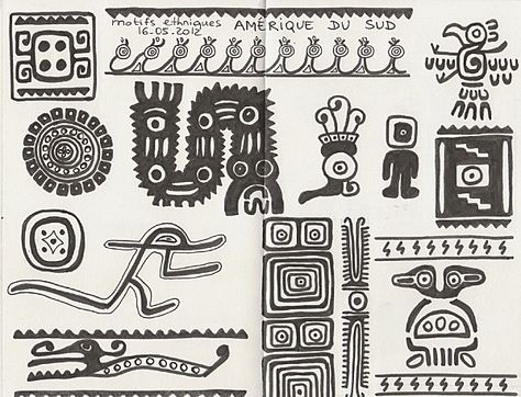 South American Motifs Central American Tattoos, South American Patterns, Colombian Pattern Design, Ancient Colombian Symbols, South American Textiles, South American Art, 달력 디자인, American Pattern, American Tattoos