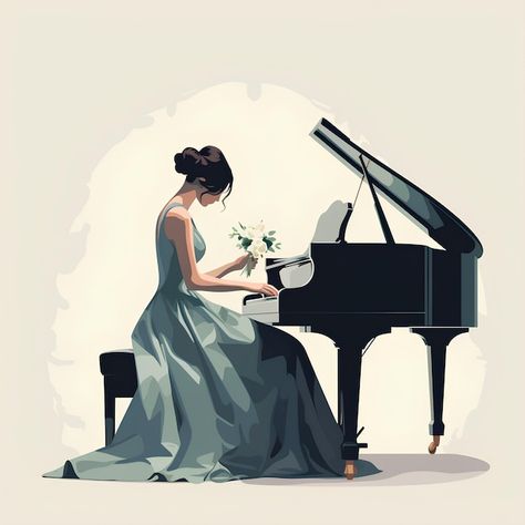 Photo minimalist flat vector style of a ... | Premium Photo #Freepik #photo Playing Piano Illustration, Piano Illustration, Instruments Piano, Minimalist Flat, Playing Piano, Picture Illustration, Flat Vector, Woman Drawing, Vector Artwork